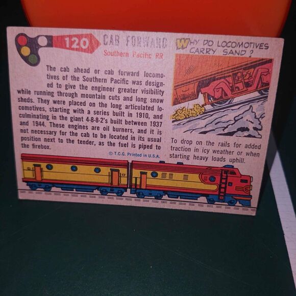 Vintage 1955 Topps Rails and Sails Cab Forward Loco #120 - Picture 4 of 4
